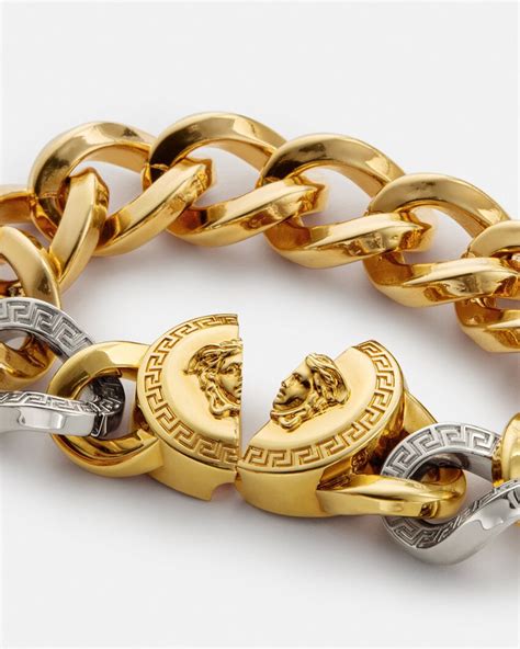 versace gold resin medusa chain bracelet|Versace Medusa leather bracelet.